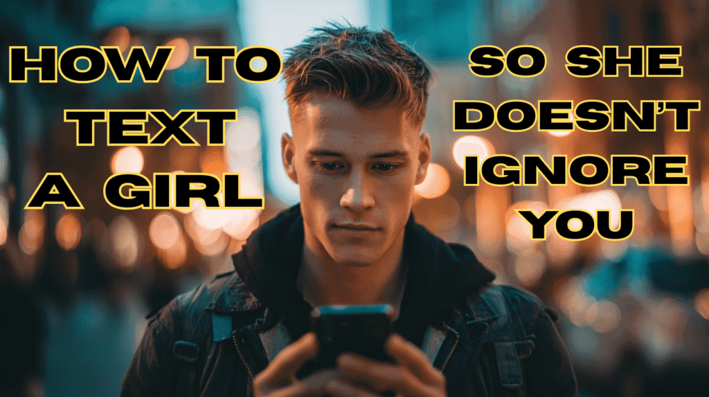 Confident man reading phone, representing how to text a girl so she doesn’t ignore you