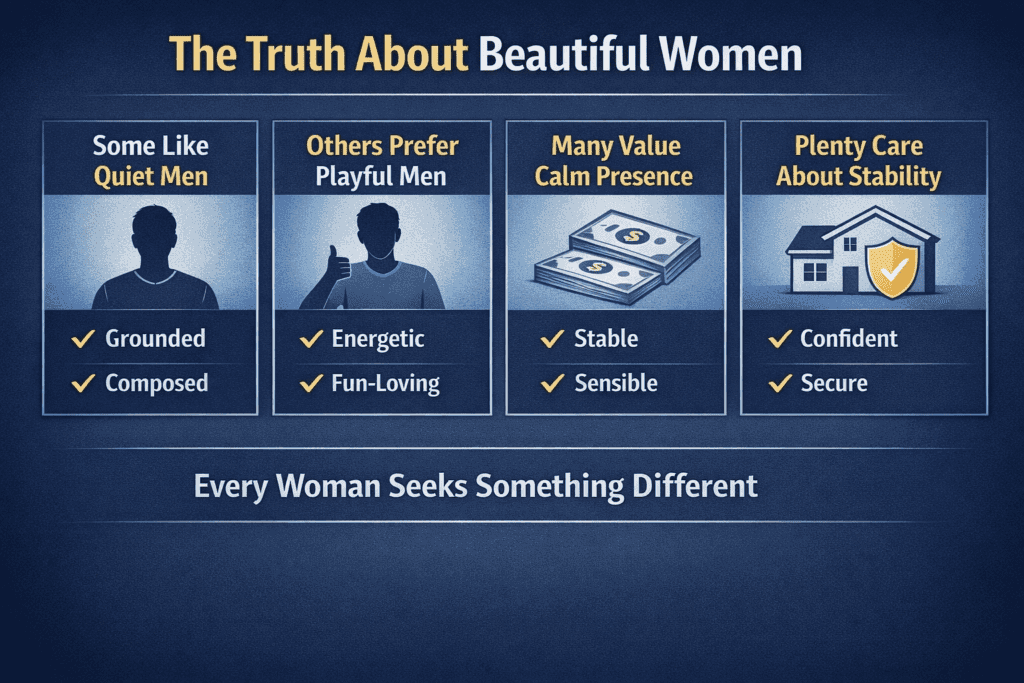 How to Date Beautiful Women (Even If You Have Average Looks). Graphic of What Beautiful Women Usually Notice That Men Miss.